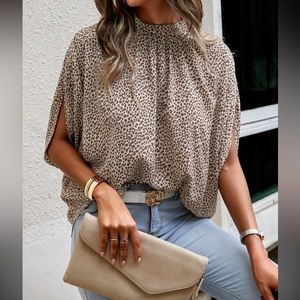 Allover Print Tie Back Blouse